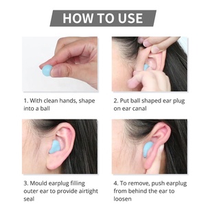 Tapones para los Oídos de Silicona Suave Resistentes al Agua con Reducción de Ruido de 27dB, Certificación CE, Desechables, para Natación y Trabajo, 3 Pares - Product Image 3