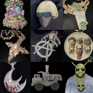 Pass <strong>Diamond</strong> <strong>Tester</strong> Customized Full Vvs Baguette <strong>Moissanite</strong> Engraved Logo Iced Out Grizzly Big Disc Pendant With Gra Certificate - Product Image 2