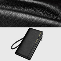 Dompet Pria Kulit Asli Gaya Panjang Baru Kapasitas Besar Tas Tangan Kulit Sapi Bisnis Modis untuk Surat Izin Mengemudi Pria