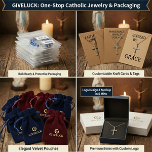 GIVELUCK 3D 浮雕十字架吊坠项链 手绘天主教十字架首饰 适合批发宗教礼品 - Product Image 5