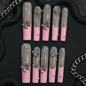 Uñas Postizas Acrílicas de Cobertura Completa, Largas, Tipo Ataúd, de Alta Calidad, Marca Privada, Uñas de Lujo Hechas a Mano - Product Image 1