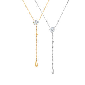 เครื่องประดับแฟชั่นสไตล์หรูหรา ประดับพลอยรูปหยดน้ำ ชุบทอง 18k PVD บนสแตนเลสสตีล ป้องกันการแพ้ กันน้ำ สร้อยคอแบบห้อยระย้า - Product Image 5