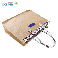 Sac de courses pliable en jute naturel de qualité supérieure, biodégradable, écologique, réutilisable, avec logo personnalisé en relief, capacité de 20 kg