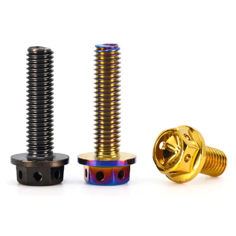 M8 M10 M12 Gr2 Gr5 Grade 2 Grade 5 Titanium Alloy Steel Anodized Hex Serrated Flange Bolt With Full Thread And Hex Nut DIN6921