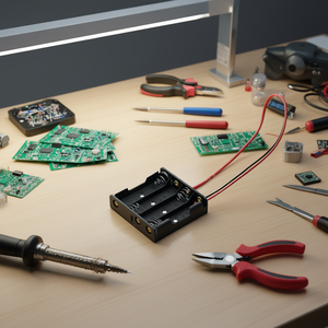 Soporte para baterías para 4 pilas AA de 1,5 V con cables y resortes - Product Image 3