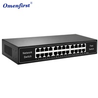 Switch Ethernet Cepat 24 Port 10/100Mbps, Switch Jaringan Tanpa Manajemen, Rak Mount 1U, Backplane 4.8Gbps untuk Jaringan Bisnis