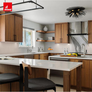 Armoires murales modulaires Allandcabinet, couleur bois de <span class=keywords><strong>teck</strong></span>, acheter des ensembles complets, forme en L, petite cuisine, armoire avec robinet - Product Image 2