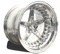 Jantes de course en aluminium noir poli brillant usinées CNC à cinq branches 15 pouces 8.0Jx18 5x114.3 ET0