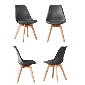 Chaise de salle à manger <span class=keywords><strong>scandinave</strong></span> contemporaine en plastique avec pieds en bois massif, dossier ergonomique, écologique, pour la maison, le bureau, l'hôtel, la cuisine, la chambre - Product Image 3