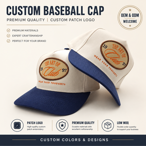 High Density 5 Panel <b>Baseball</b> <b>Cap</b> Custom Embroidery Logo Applique Patch Low MOQ OEM Robust Durable Material Sustainable Organic - Product Image 1