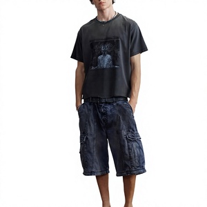 Camisetas Personalizadas con Bordado Desgastado, Lavado Ácido, Efecto Descolorido por el Sol, 100% Algodón, Estilo Vintage, Corte Recto para Hombre - Product Image 4