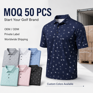 Custom Printed Golf Polo Shirts Men <b>Navy</b> All Over Print Short Sleeve Private Label OEM ODM Manufacturer - Product Image 4