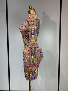 Minivestido <span class=keywords><strong>de</strong></span> <span class=keywords><strong>Mujer</strong></span> Brillante con Pedrería <span class=keywords><strong>Roja</strong></span>, Sexy, <span class=keywords><strong>para</strong></span> Cumpleaños, Boda, Fiesta <span class=keywords><strong>de</strong></span> Graduación, Drag Queen, Cantante, Actuación en Escenario - Product Image 3