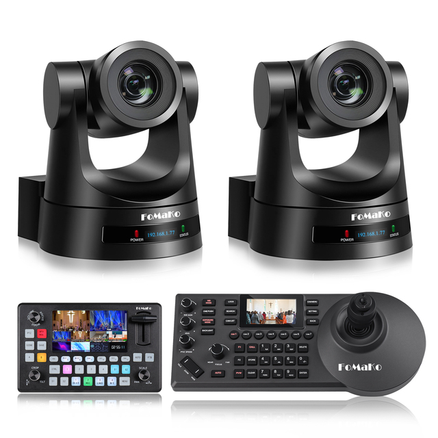 BH420 2*FMK20SDI NDI HDMI SDI PTZ Camera Bundle With1*PTZ Camera Controller Joystick and 1* Video Mixer Switcher for Conferences