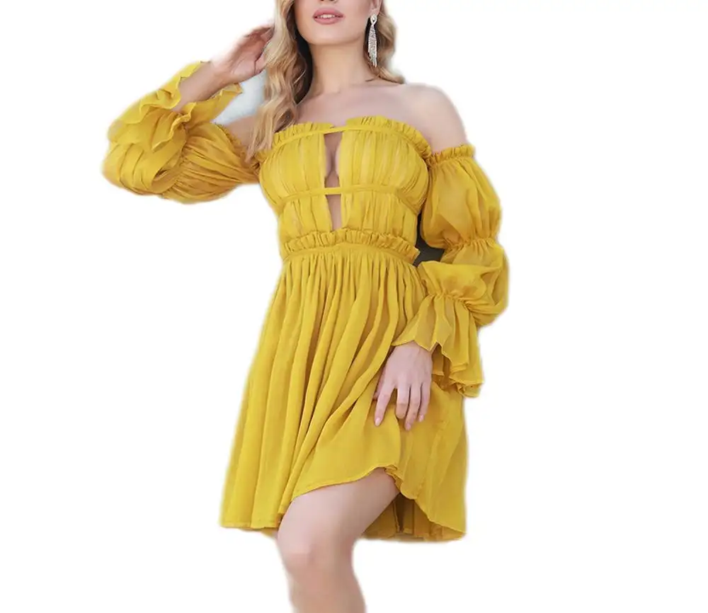 2022 Summer New Over-the-shoulder high-waisted casual women's Beach dress