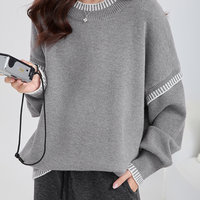 Pull en cachemire personnalisé pour femme, style décontracté automne-hiver, avec coutures, tricot doux et soyeux