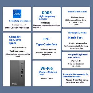 Dernier modèle Dells DELLS Tower 2025 Nouveau <span class=keywords><strong>produit</strong></span> Dells ECS1250 avec processeur I3/I5/I7/Ultra 8G/16G/32G RAM DDR5 256G/512/1T/ SSD - Product Image 6