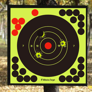 Cible de tir fluorescente adhésive de 8 pouces pour l'entraînement en extérieur, avec cible centrale et zones de notation pour utilisation sur le stand de tir - Product Image 1