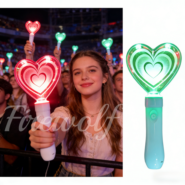 Custom Acrylic Plastic Round LED Light Stick Portable ROMANCE Style Stage Concert K-pop Glowing Cheering Stick Events