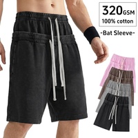 Shorts double taille style hip-hop côte ouest américaine, logo personnalisé OEM/ODM, taille XL, coupe ample, 100% coton 320 g/m² pour l'été