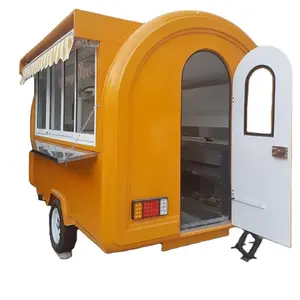 Mobiele Food Truck Met Volledige Keuken Concessie Mini Draagbare Food Trailer Kleine Ronde Voedsel Trailer Met Zonnescherm