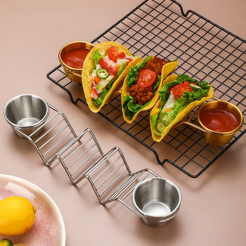 Tacohouderset/hotdoghouder in een set van roestvrij staal voor maximaal