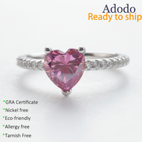 Bague Cocktail en Argent Sterling S925 avec Moissanite Cœur Multicolore 1 & 2 Carats Certifiée GRA, Sertie Pavé, Vente en Gros