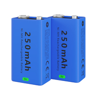 Аккумулятор GREATPOWER 6F22 9V Ni-MH квадратный, перезаряжаемый, 250 мАч, 1000 циклов, для электроинструментов, игрушек, систем сигнализации, домашнего использования