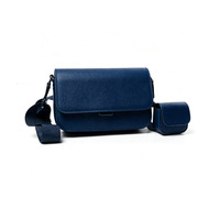 Sac bandoulière 2-en-1 en PU pour homme avec petite pochette pour écouteurs, sac de voyage quotidien noir personnalisable avec logo pour homme