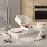 Boîtes à pâtisserie en papier blanc, dossiers carrés en carton jetables, boîte à gâteau en carton gaufré recyclable avec fenêtre transparente