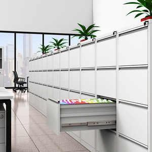 Meuble de classement de bureau à 4 tiroirs en métal, avec système de poussée et de traction, pour documents A4 suspendus - Product Image 4