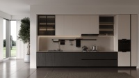 Poignées de cuisine motorisées avec robinet pour appartement, design modulaire moderne, plan de travail en quartz artificiel