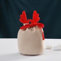 Sac à bonbons de Noël et d'Halloween en velours de soie, motif élan, pour fêtes de Noël, en stock, pour l'exportation
