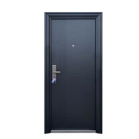 Porte coupe-feu en acier moderne homologuée 45/90/180 min, porte de sortie incendie en métal creux avec barre anti-panique et vitre de vision intérieure