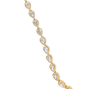 Bracciale Tennis in Ottone Placcato Oro con Zirconia Cubica Taglio a Pera, Gioielli in Zircone Senza Nichel, Produttore Gemnel - Product Image 3