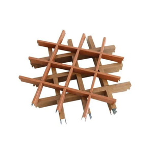 Aluminum <b>Grid</b> Ceiling Tile 24 X 24 In Wood Grain Finish Modern Design Artistic Ceilings <b>Metal</b> Ceilings - Product Image 1