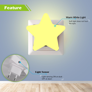 <b>Star</b> Shape LED Night Light 2700K Warm White Light Sensor Plug In <b>Lamp</b> 0.5W Energy Saving for Kids Bedroom - Product Image 2