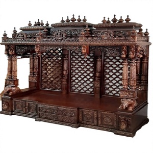 Gran Templo Tradicional del Sur de la India de Madera de Teca, Triple Gopuram, con Tallado Elaborado, Tamaño Personalizable, Color Personalizado - Product Image 1