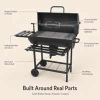 Table de barbecue robuste à hauteur réglable avec allumage électronique par impulsions, en fer thermolaqué