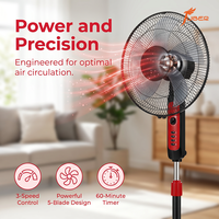 Ventilador de Pedestal Mecánico con Perilla Manual de 16 Pulgadas, Oscilante, 3 Aspas, para Hogar y Oficina, 3 Velocidades