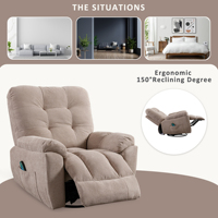 Canapé inclinable en tissu confortable VANBOW, massage par vibration à 8 points, siège chauffant, fauteuil pivotant à bascule pour personnes âgées, utilisation à domicile