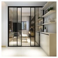 Porte coulissante en verre PRIMA à cadre fin en aluminium, cloison intérieure en verre suspendue avec stores personnalisables