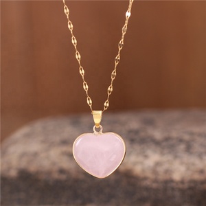 Kalung Liontin Hati Batu Permata Cantik Amethyst Batu Alam Rantai Baja Tahan Karat Kalung Choker Wanita Trendi Perhiasan Dropship - Product Image 6