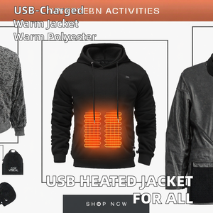Custom Casual <b>USB</b> <b>Rechargeable</b> <b>Battery</b> Heated Full-Zip Canvas Waterproof Windproof Stand Collar Winter Men Women Quilted Hoodie - Product Image 2