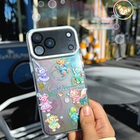 Coque de téléphone iPhone 17 Pro Duffy Bear Cartoon Anti-traces de doigts Support invisible Transparent Double couche Tridimensionnel