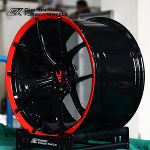 Jantes forgées de course Drag 5x120 5x120.65 5x4.5 5x4.75 17 18 19 20 pouces, rouge brillant, rayons noirs, décalées pour Chevrolet Corvette - Product Image 3