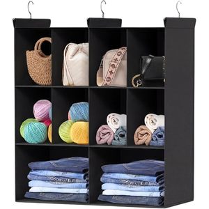 Organisateur de placard suspendu à 10 compartiments en tissu non tissé avec 3 crochets pour le rangement des vêtements dans la chambre - Product Image 1