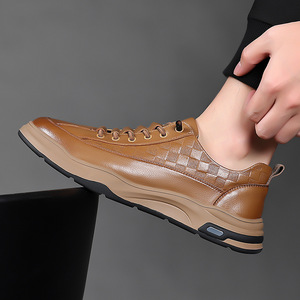 Men's Genuine <b>Leather</b> Retro Shoes Round Toe Breathable Mesh Lining Rubber Outsole EVA Midsole Spring Casual Chunky <b>Sneakers</b> - Product Image 2