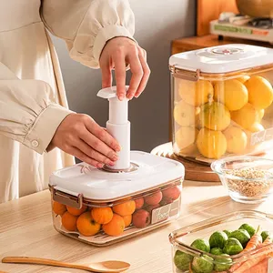 Vacuum sealed canister household fresh-keeping box refrigerator food storage containers drainable kitchen organizers fruit tank