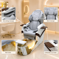 Fauteuil de pédicure électrique inclinable de luxe moderne pour salon de manucure, avec pompe de vidange sans tuyau et bain de pieds à remous massant